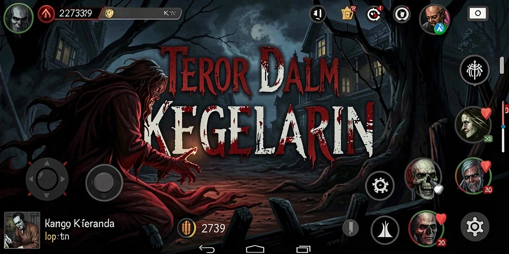 Tampilan gameplay yang menegangkan di dalam kegelapan.