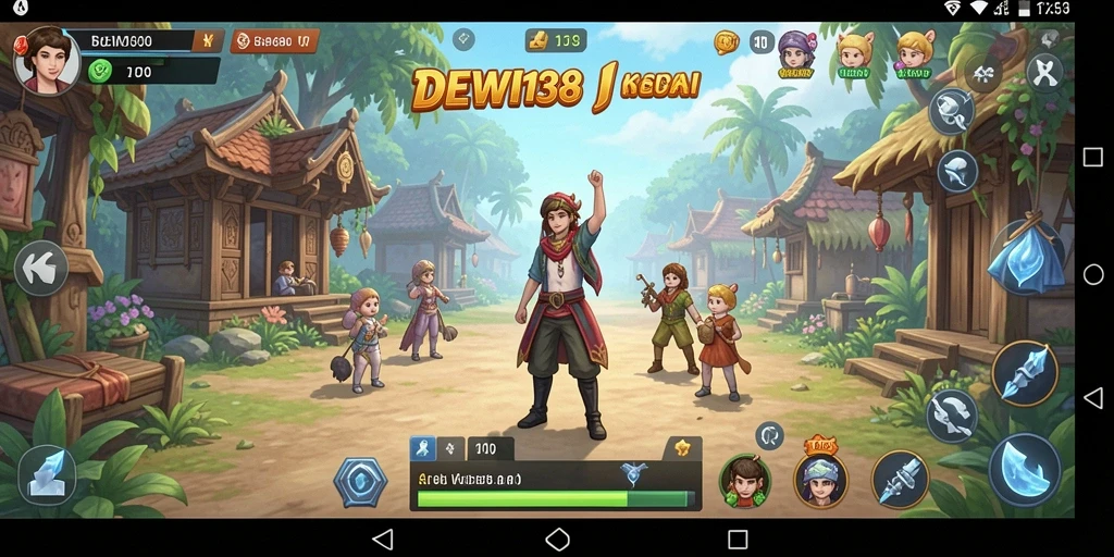 Menampilkan gameplay dan interaksi karakter dalam DEWI138.