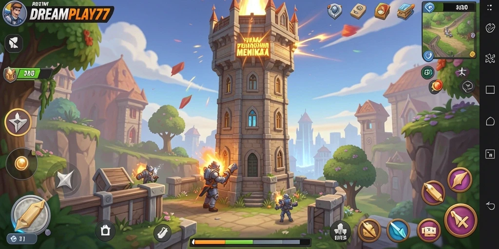 Tangkapan layar gameplay Tower Defense yang mendebarkan di DREAMPLAY77.