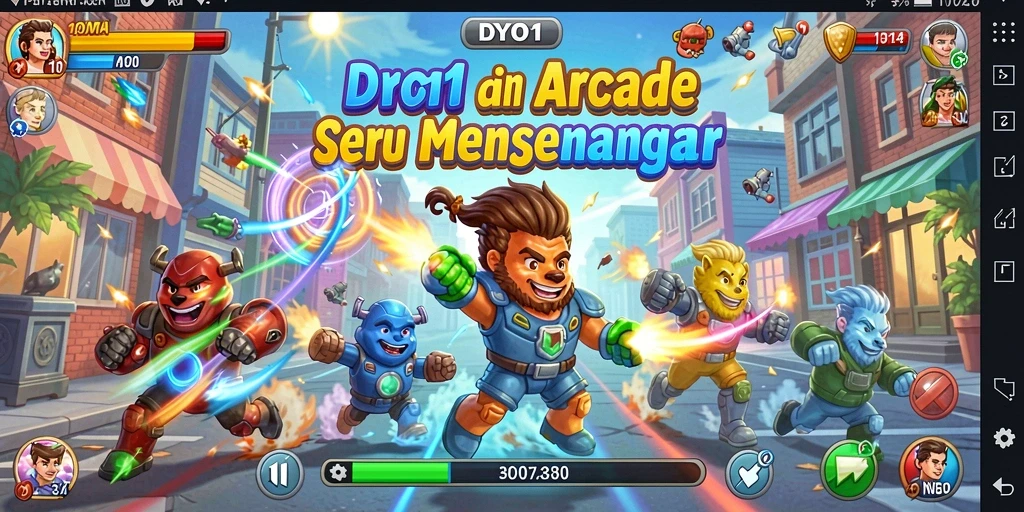 Tampilan gameplay DYO1 yang dinamis dan penuh warna.