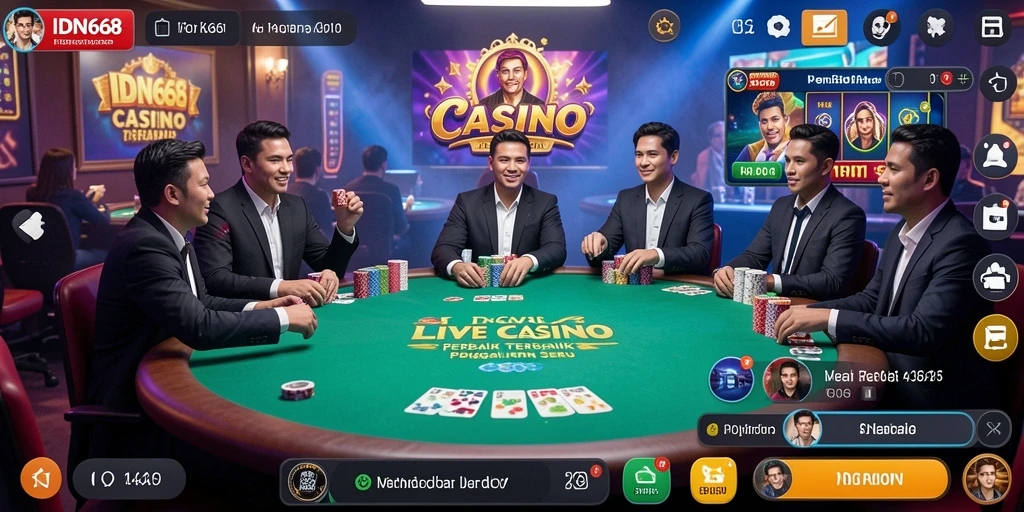 Screenshot IDN668 menampilkan dealer yang sedang memandu permainan Live Casino.