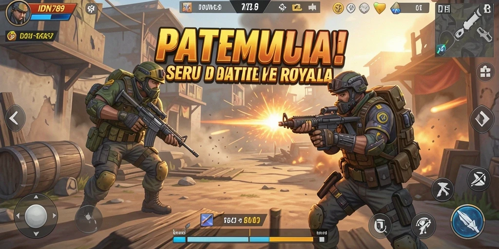 Tampilan gameplay penuh aksi dalam IDN789 Battle Royale.