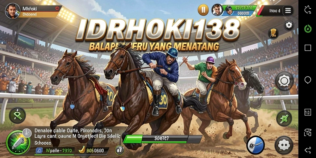 Tangkapan layar menunjukkan aksi balapan seru di IDRHOKI138.