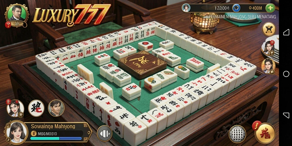 Screenshot menunjukkan intensnya pertandingan Mahjong dalam LUXURY777.