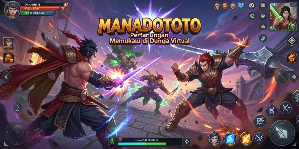 Screenshot menunjukkan aksi pertarungan mendebarkan dalam MANADOTOTO.