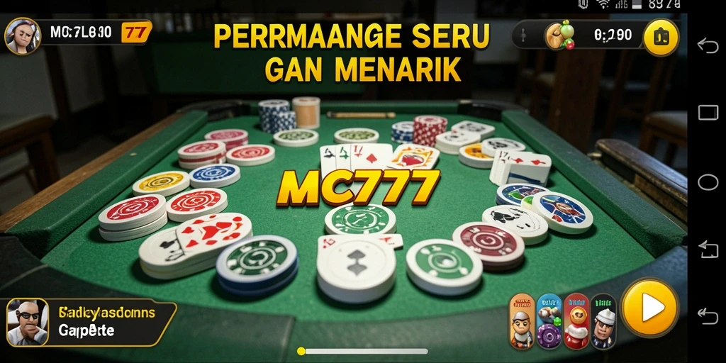 Screenshot gameplay MC777 yang menunjukkan serunya bermain Gaple.