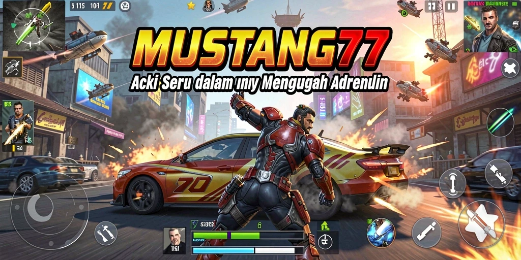 Screenshot menampilkan aksi mendebarkan dari gameplay MUSTANG77.