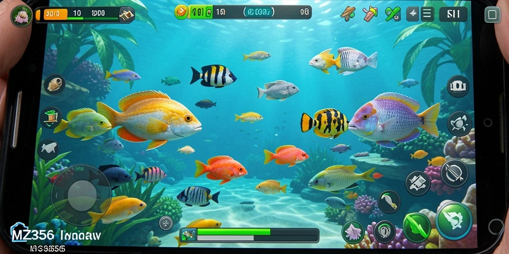 Tampilan menangkap ikan seru di game MZ356.