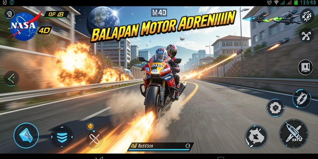 Gameplay mendebarkan dari balapan motor di NASA4D.