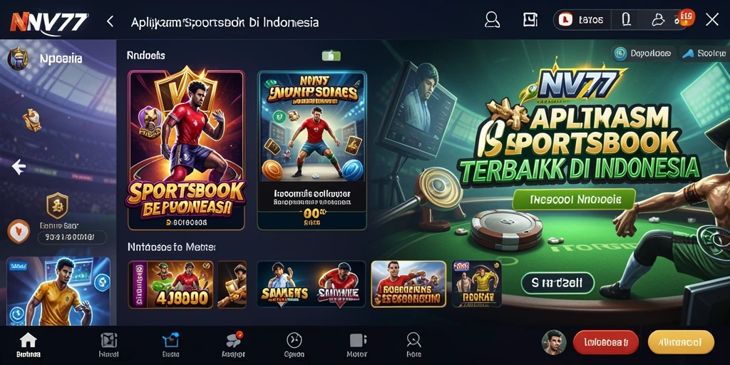 Tampilan gameplay NV77 saat memasang taruhan olahraga.