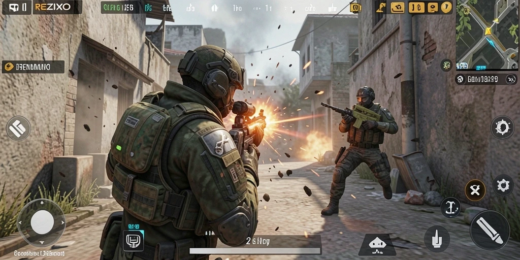 Gameplay memukau di REZIXO dengan aksi FPS yang mendebarkan.