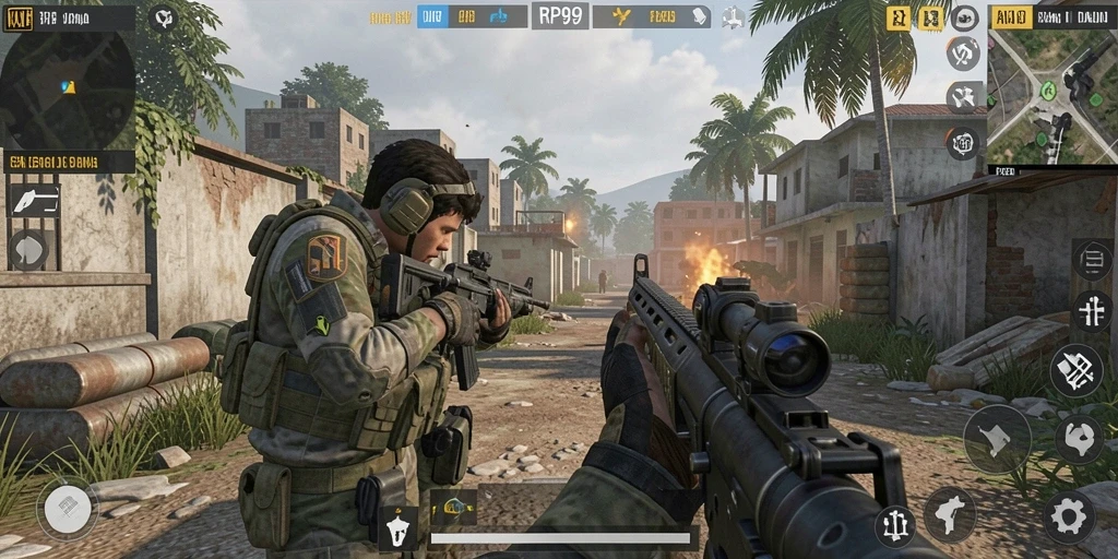 Screenshot gameplay menunjukkan aksi seru dalam <strong>RP99</strong> yang menguji keterampilan menembak.