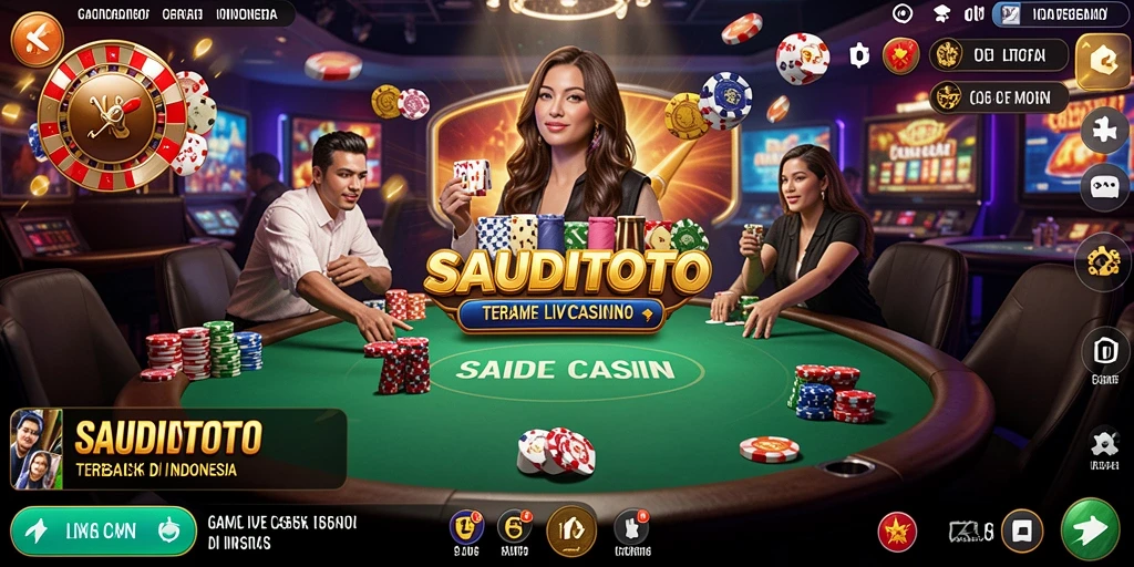 Screenshot gameplay SAUDITOTO yang menampilkan dealer profesional dan permainan langsung.