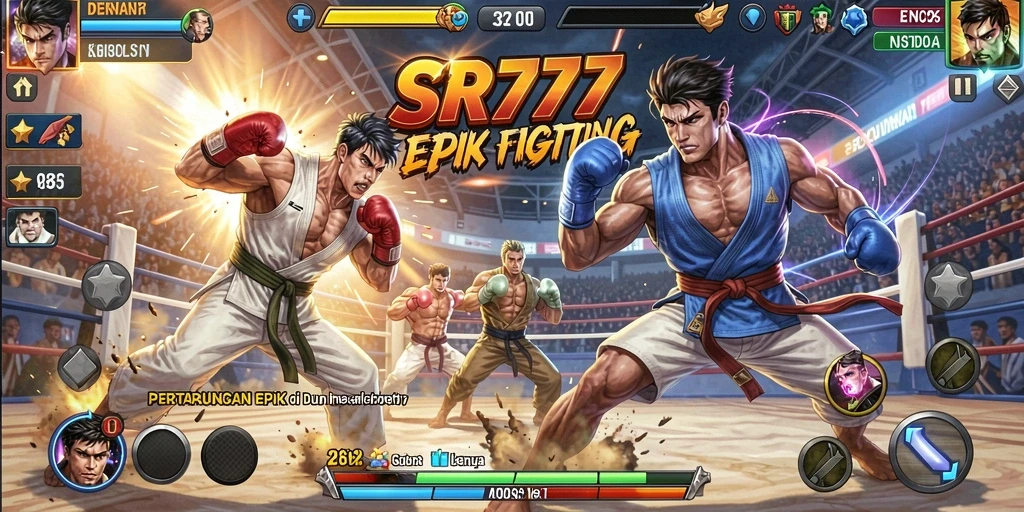 Tampilan gameplay <strong>SR777</strong> dengan aksi pertarungan yang mendebarkan dan karakter unik.