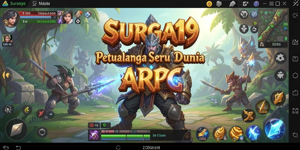 Screenshot utama SURGA19 menampilkan karakter dalam pertempuran yang mendebarkan.