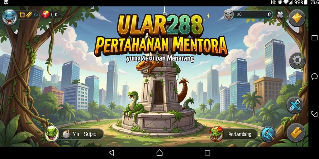 Screenshot utama ULAR288 menampilkan aksi pertahanan menara yang mendebarkan.